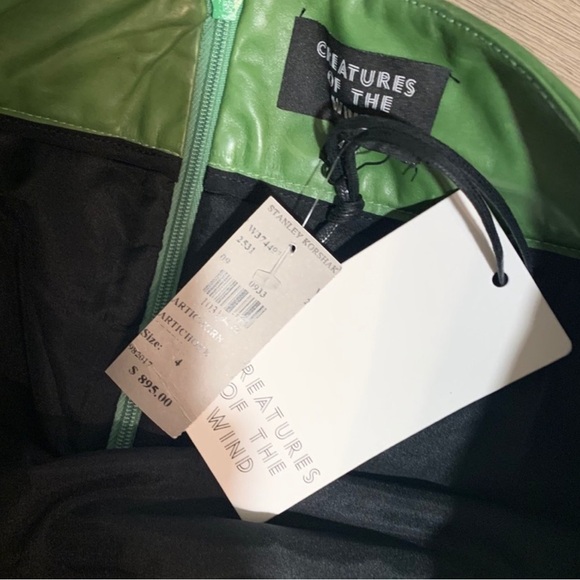 Creatures of the Wind Green Leather Mini Skirt. - Picture 4 of 6